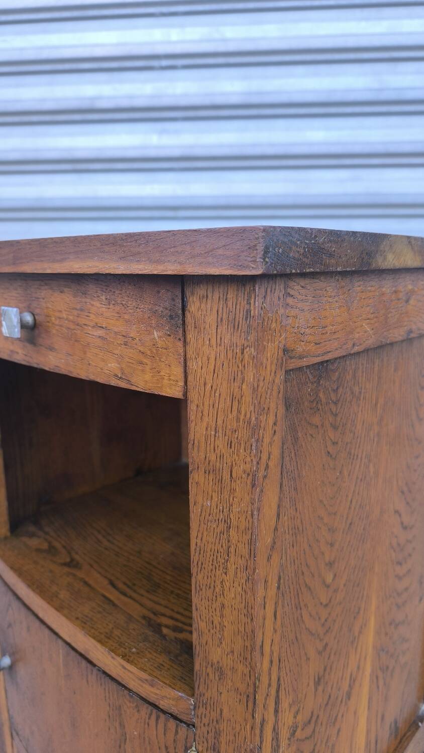 Art Deco bedside table in solid oak