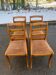 4 solid wood and brown velvet suede chairs in the Louis Philippe style.
