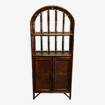 Bamboo rattan bookcase shelf from the 50s