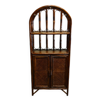 Bamboo rattan bookcase shelf from the 50s