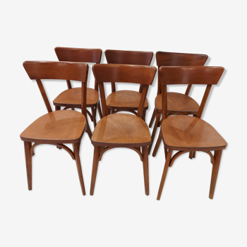 Suite de 6 chaises de Bistrot Baumann vintage 1960