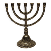 Antique brass chandelier menorah signed RP