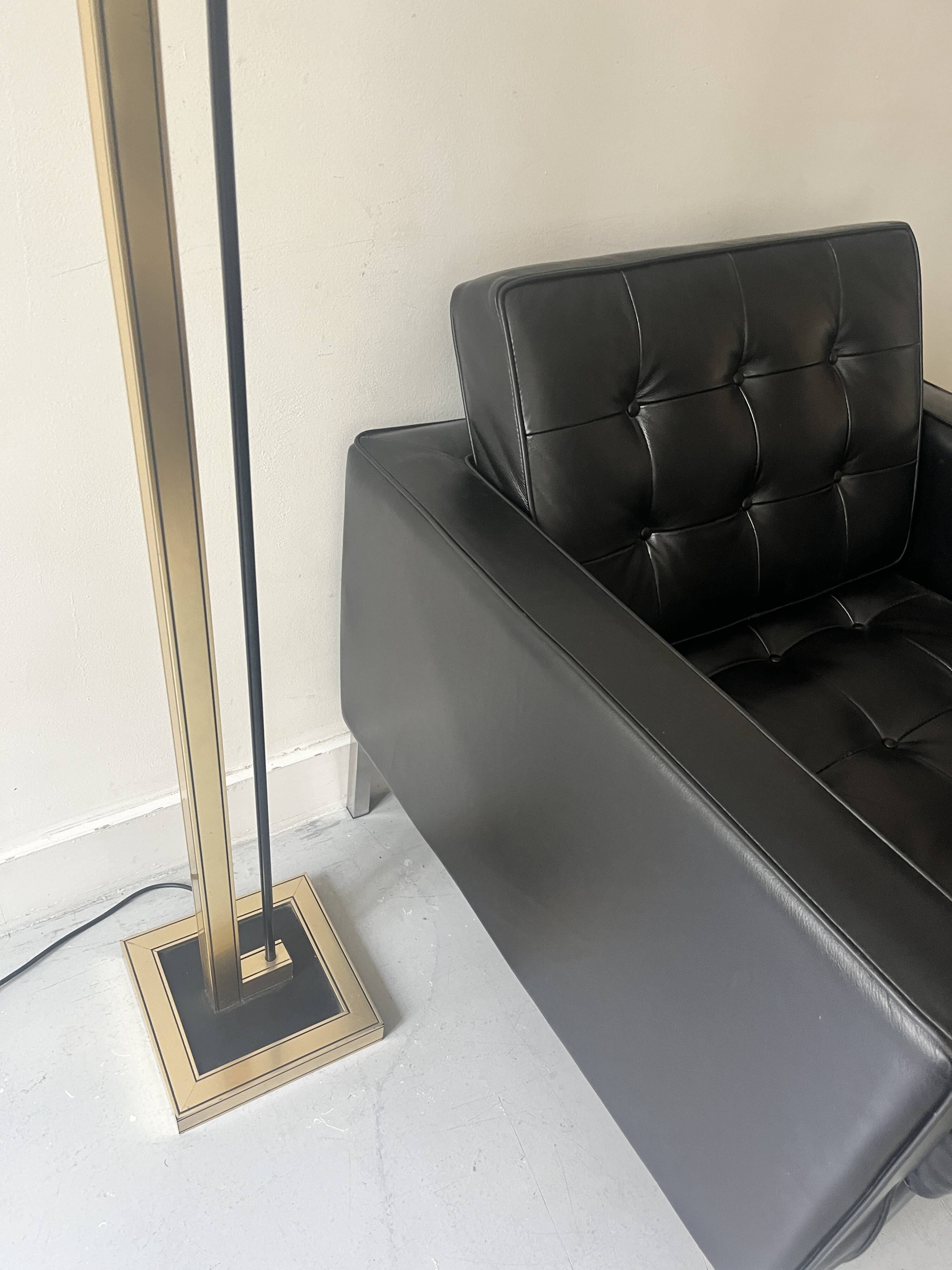 halogen floor lamp brass and black metal, relco milano 1970