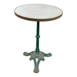 Table bistrot ronde ancienne avec plateau marbre