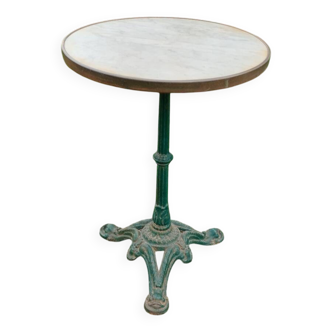 Table bistrot ronde ancienne avec plateau marbre