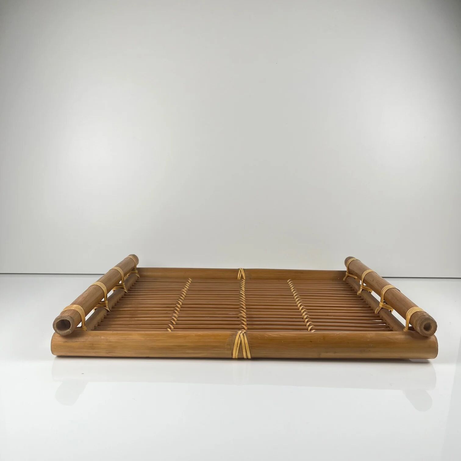 Bamboo tray with handle, 1960s/70s