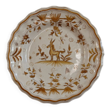 Signed Moustiers plate, in yellow shades