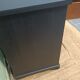 Vintage commode revamped in matte black & wood with warm tones.