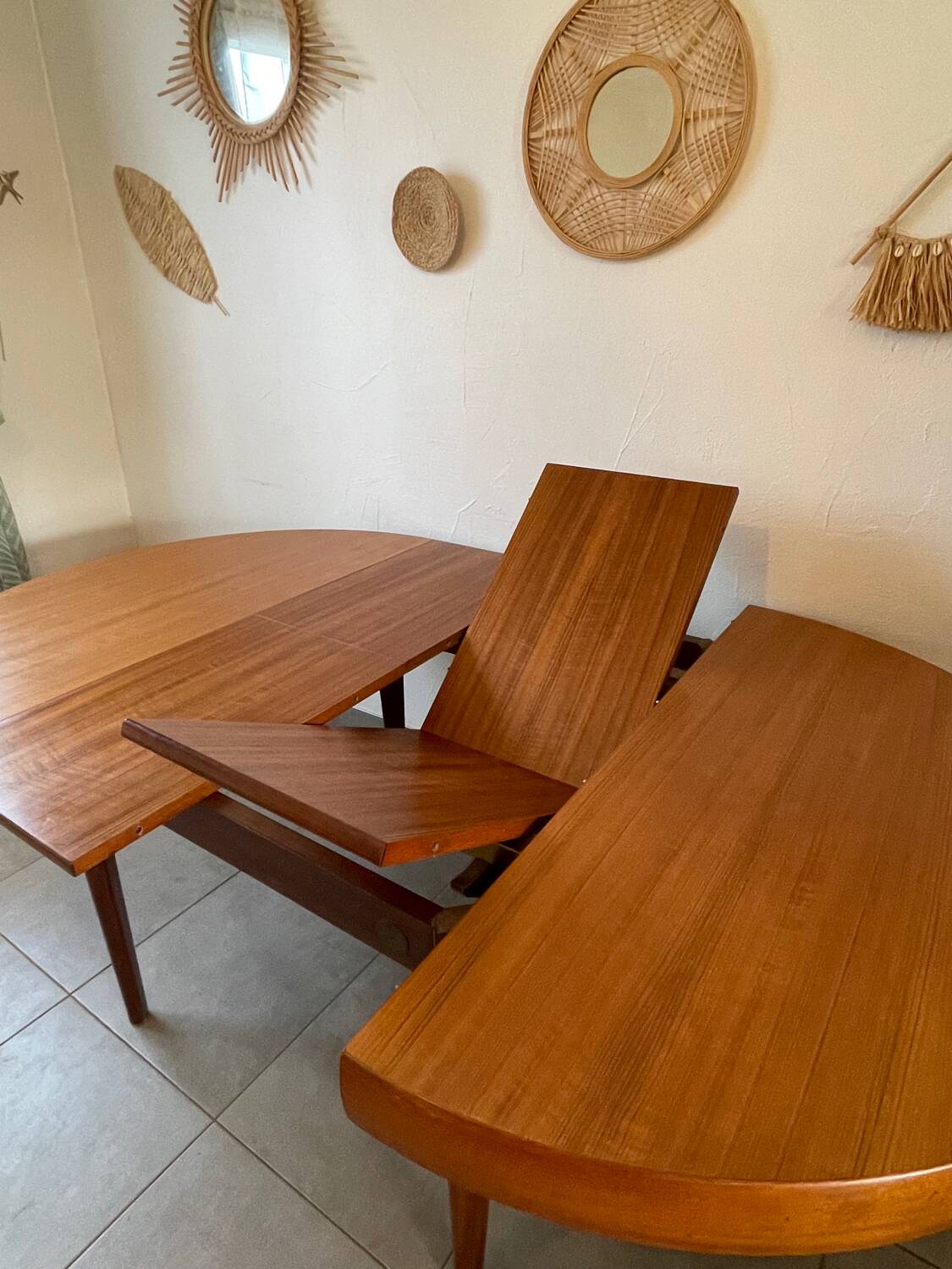 Table en teck vintage NF 2 rallonges