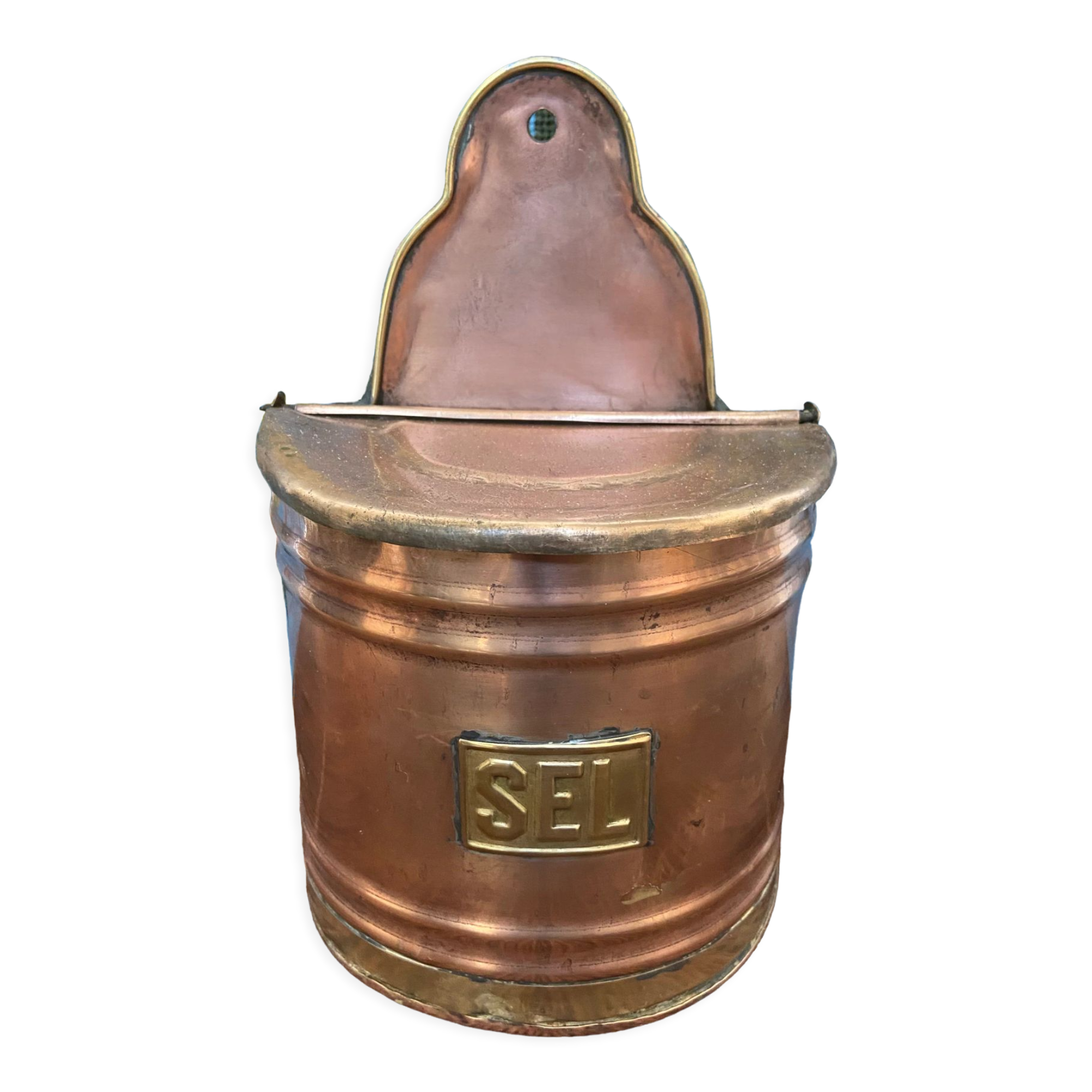 Copper and brass salt box