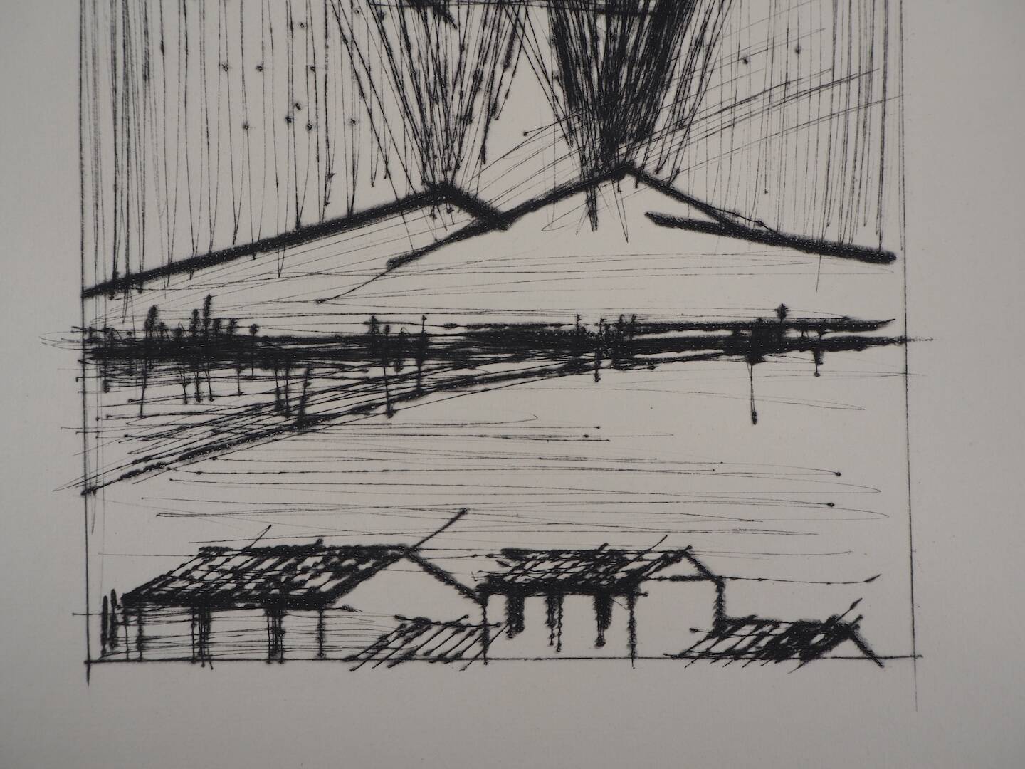 Bernard Buffet: Mount Vesuvius - Original engraving