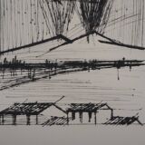Bernard Buffet: Mount Vesuvius - Original engraving