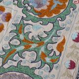 Antique hand embroidered silk suzani bedspread