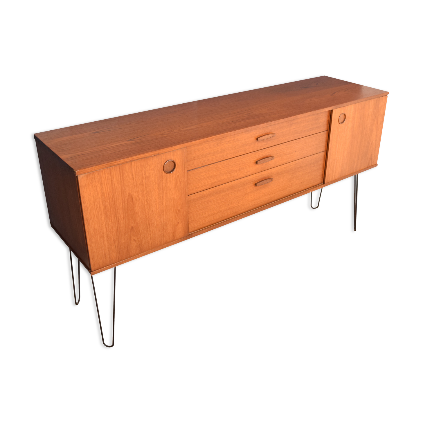 Restored Teak 1960s Avalon Retro Sideboard Hairpin Legs