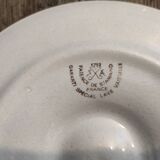 Vintage french oyster plate in white and green majolica