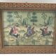 Ancient Indo-Persian painting with wooden mosaic frame