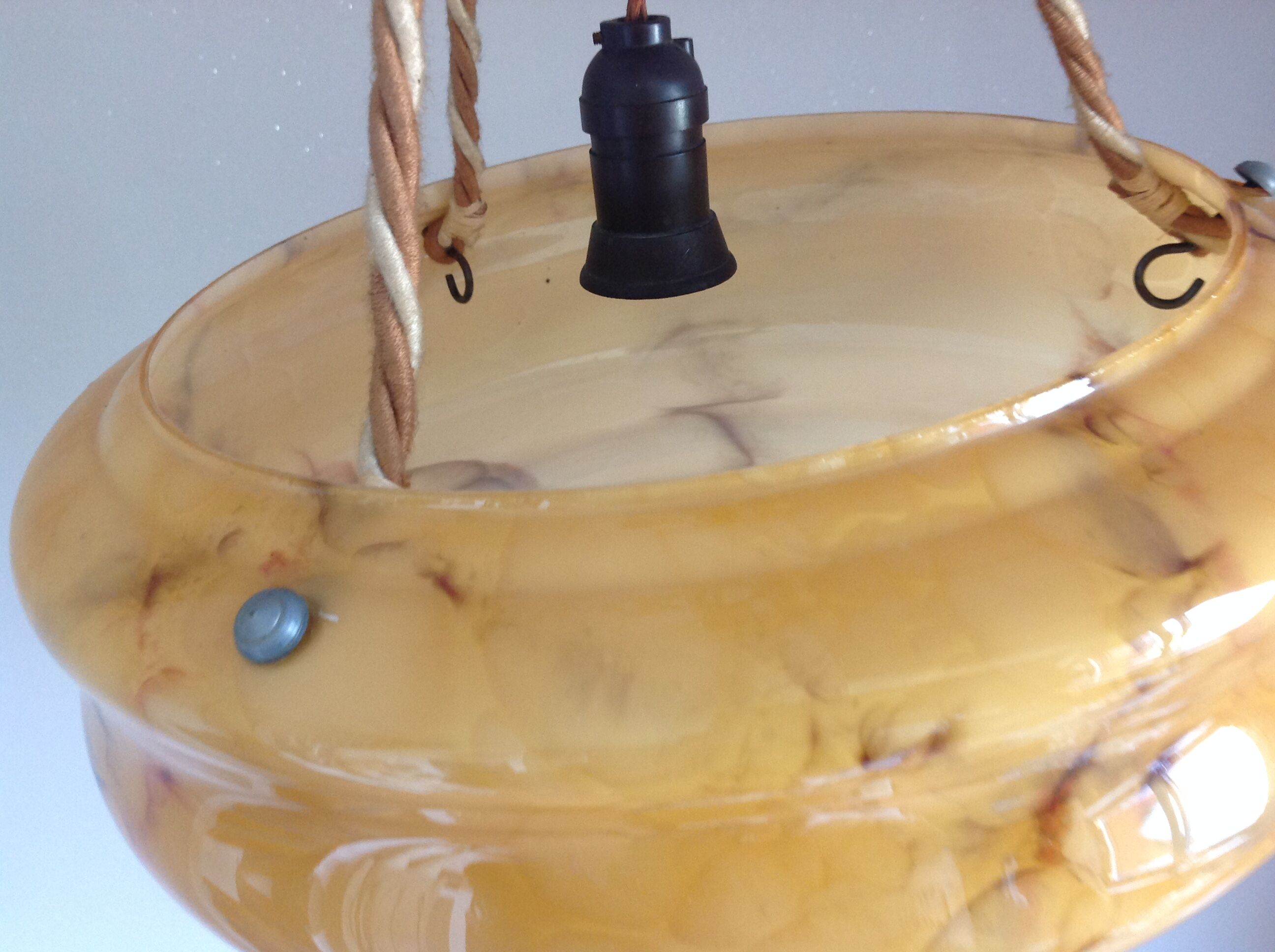Hanging lamp marbled glass art deco Bowl
