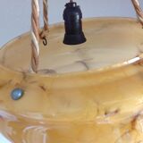 Hanging lamp marbled glass art deco Bowl