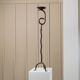 XXL vintage hand-forged iron candlestick, black iron, brutalist wave design, Made in Italy 1970s