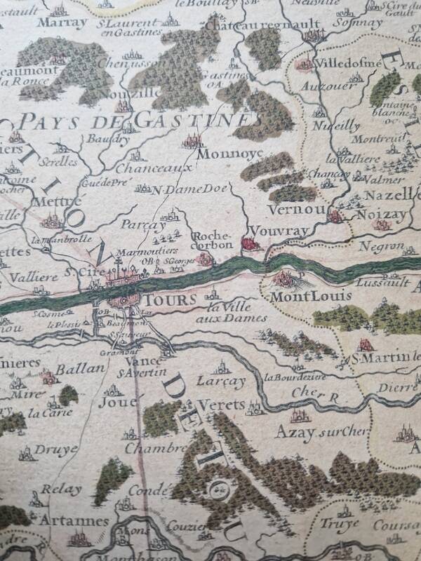 Gravure carte des élections de Tours et ses environs par le seigneur Jaillot, 1711