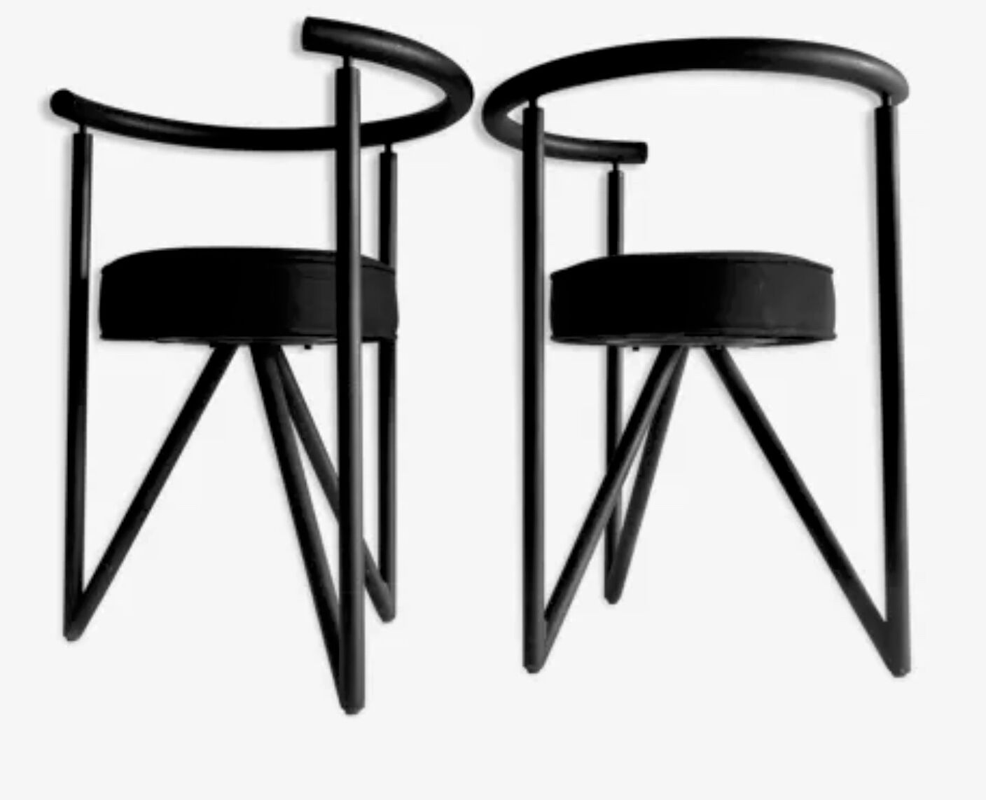 Black metal chairs "Miss Dorn" Philippe Starck , publisher Disform 1981