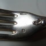 Lot 12 old silver metal forks Christofle Marly model floral decoration