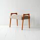 Vintage Scandinavian oak footstool with grey upholstery