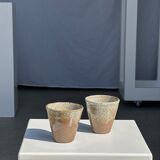 Set of 2 cups in Indonesian ceramic (brown & speckled glazed matte)