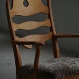 Razorblade armchair from the mid-20th century by Henning Kjærnulf, oak and lambswool, 1960.