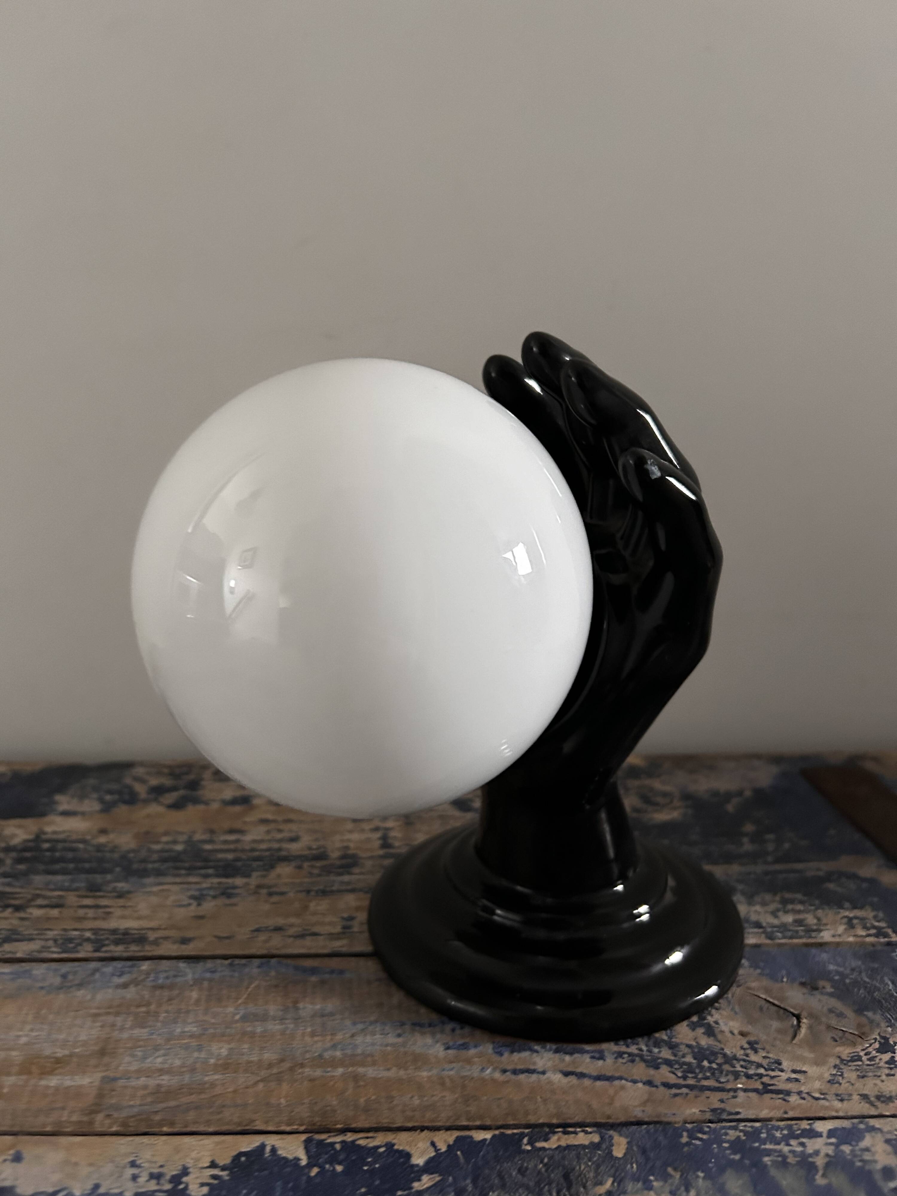 Handmade wall light in black and opaline ceramic