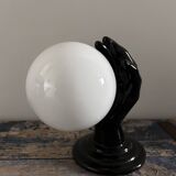Handmade wall light in black and opaline ceramic