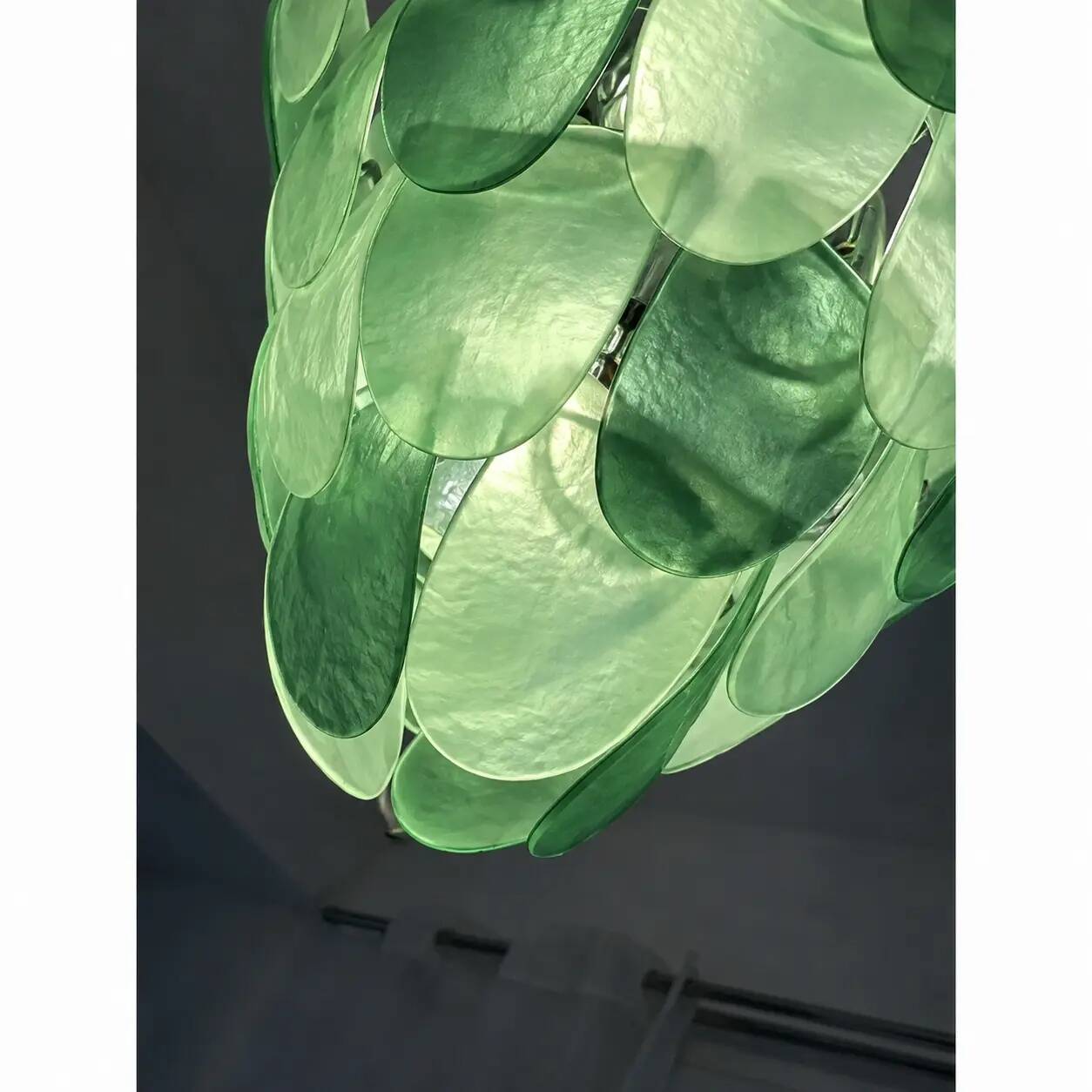Modern Green Petals Murano-Style Glass Chandelier