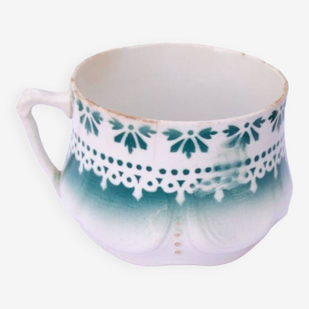 green and white shantytown tea cup