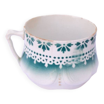 green and white shantytown tea cup