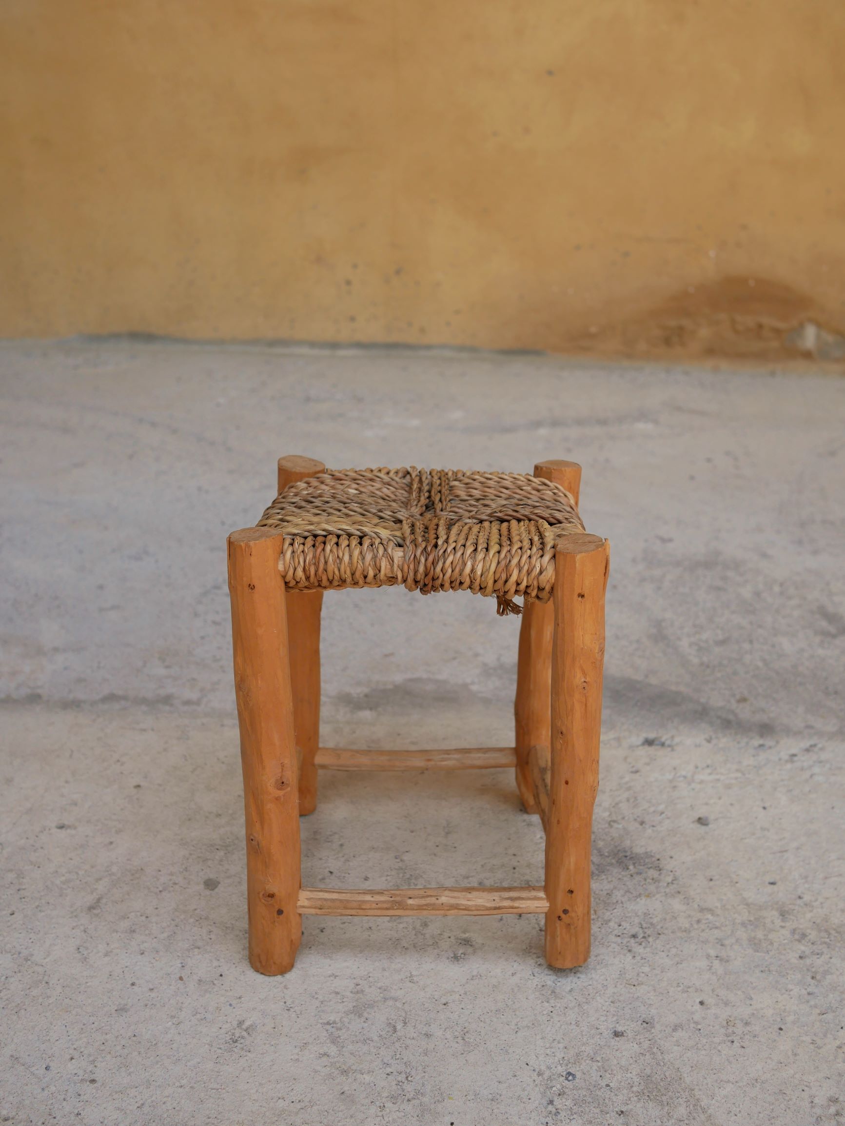 Vintage Berber wooden and straw set