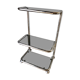 Chromed metal shelf and smoked glass