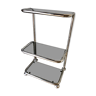 Chromed metal shelf and smoked glass