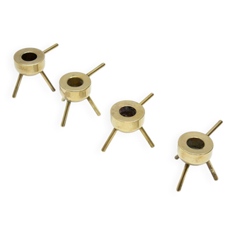 Set of 4 Swedish midcentury brass candlesticks