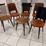 Suite of 6 chairs of Bistrot Baumann mismatched Mondor,Dove,Minuet