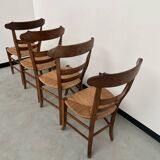 4 old rustic straw chairs