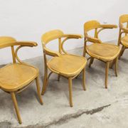 Set of 4 bistro armchairs with armrests from the 1960s.