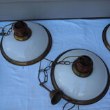 Suspension in white opaline, its edge in aged brass