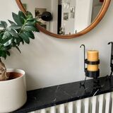 Pair of vintage brutalist iron candlesticks