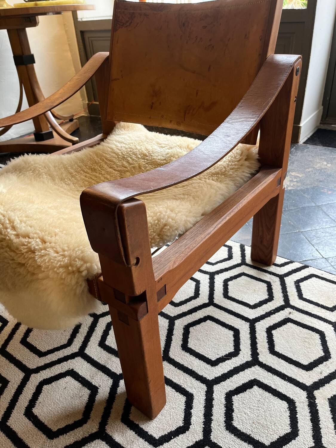 Pair of armchairs and a footrest Pierre Chapo 1960