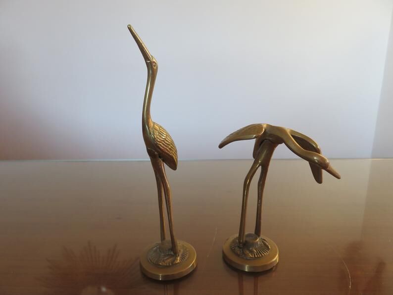 Pair of herons in brass 70s