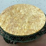Round living room table in wrought iron and marble XX century