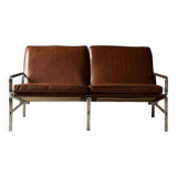 Design two-seater sofa Model FK 6720 from Fabricius & Kastholm, brown leather