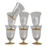 7 glasses with crystal stemmed yellow feet / cups