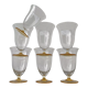 7 glasses with crystal stemmed yellow feet / cups