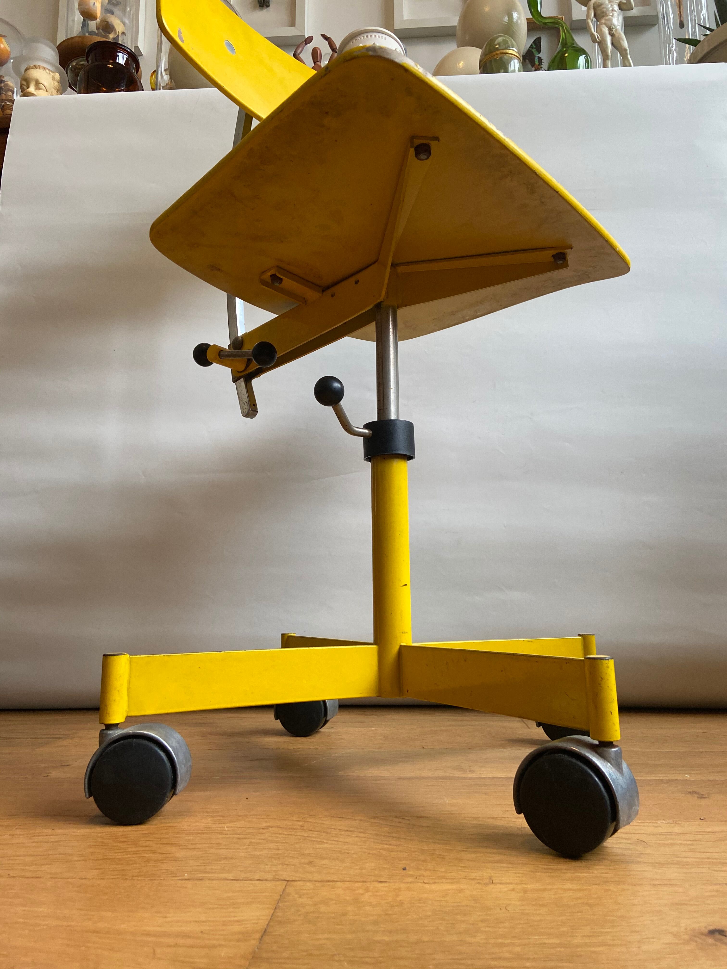 Yellow wooden workshop chair
